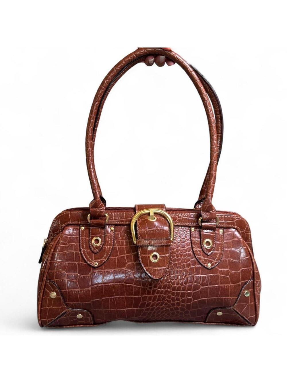 Vintage Y2K Brown Croc Paddington Inspired Shoulder Bag